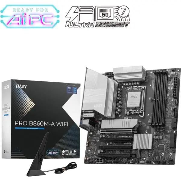 MSI PRO B860M-A WIFI DDR5 Micro-ATX Intel Motherboard (LGA 1851)