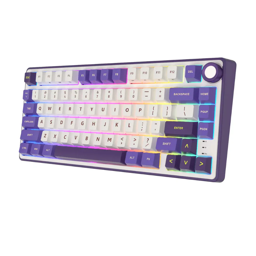 RK Royal Kludge R75 Wired Mechanical Gaming Keyboard, 75% TKL, Hot-Swappable Knob, RGB, Blackberry Mousse, Brown Switch