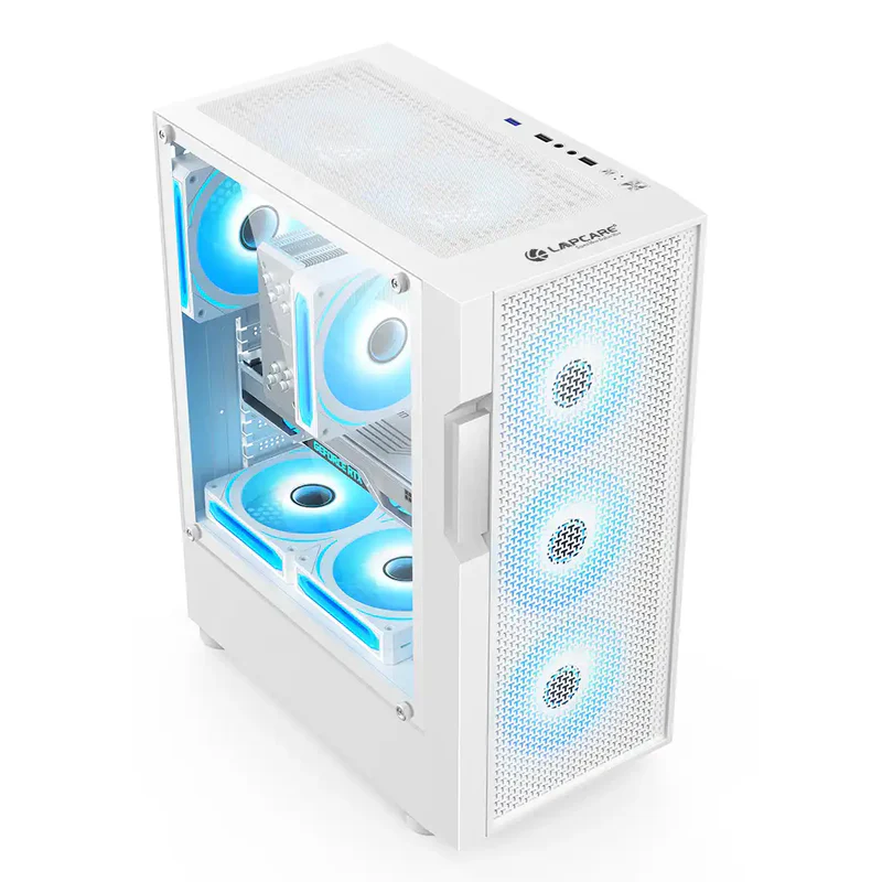 Lapcare LGT-602 Champ RGB Gaming Cabinet – Mid Tower Case – WHITE
