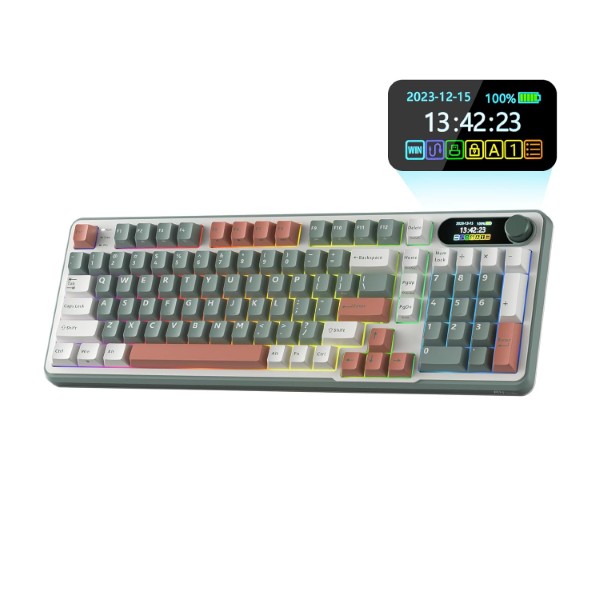 RK ROYAL KLUDGE S98 Camping Wireless Mechanical Gaming Keyboard with Smart Display - Blue Switch