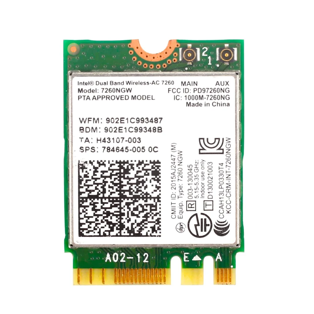 Fenvi 7260NGW WiFi 5 M.2 NGFF Wireless Card – Internal Laptop/Desktop WiFi Adapter with Antenna
