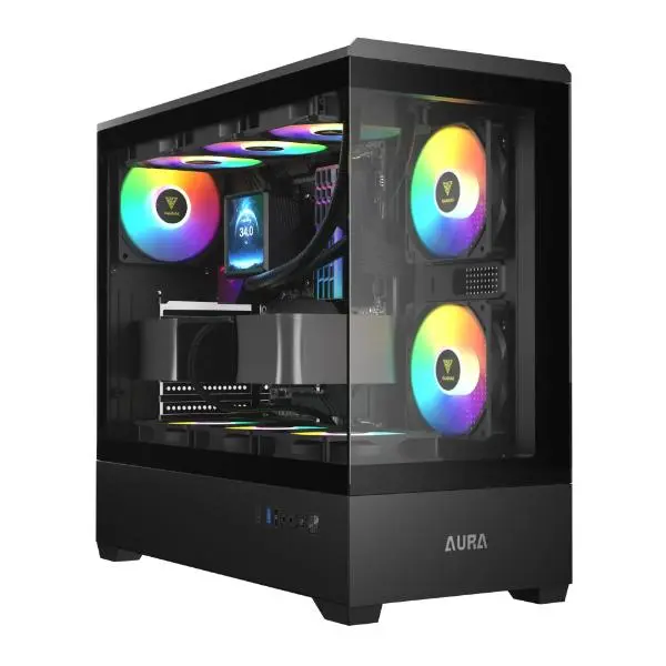 Gamdias Aura GC106 ARGB Panoramic ATX Mid Tower Gaming Cabinet (Black)