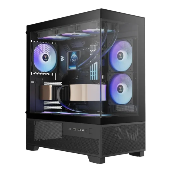 Gamdias Aura GC12 ARGB Panoramic Mid Tower Gaming Cabinet (Black)