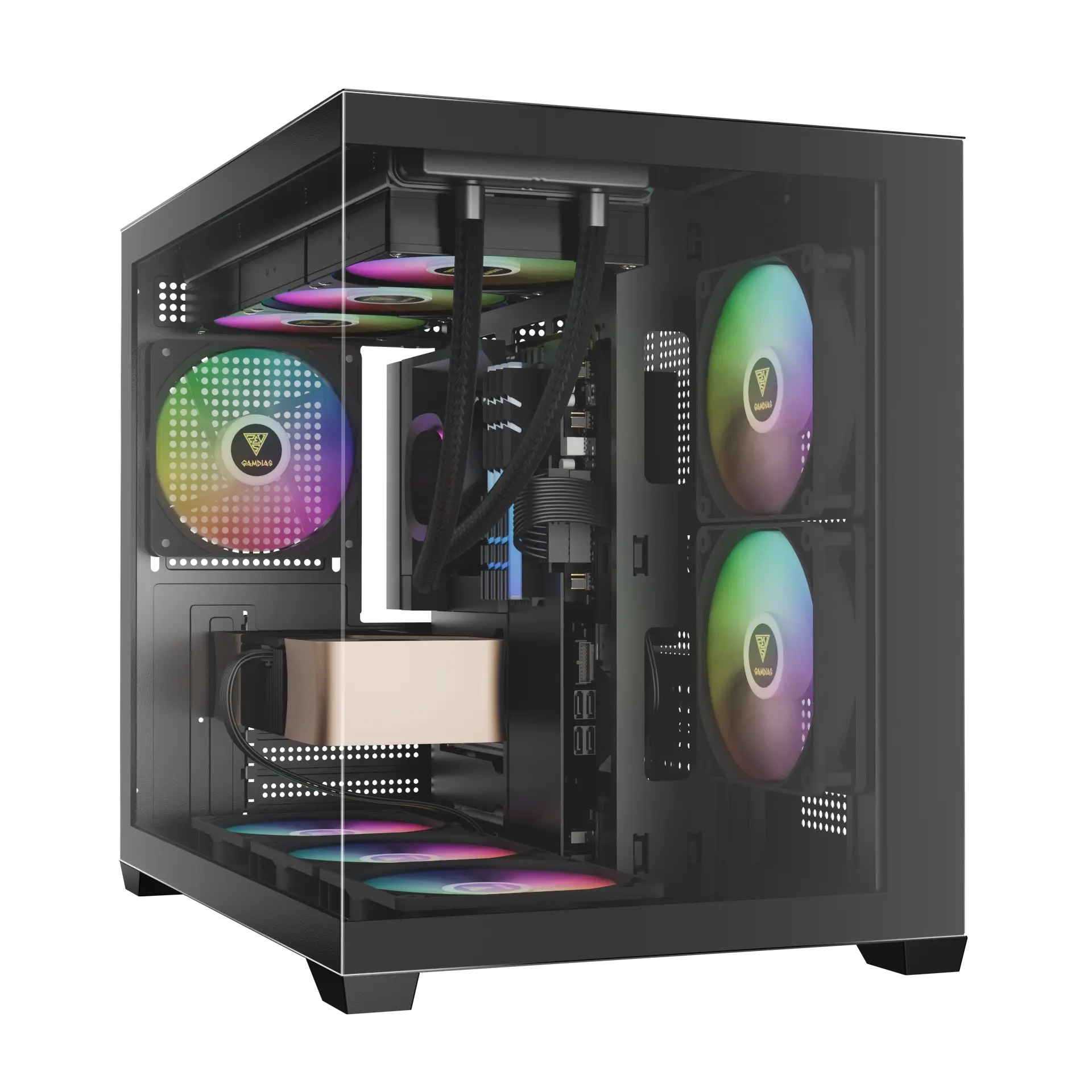 AURA_GC10M_V2_ARGB_Slogan Gamdias AURA GC10M V2 ARGB M-ATX Mini Tower Case – Black