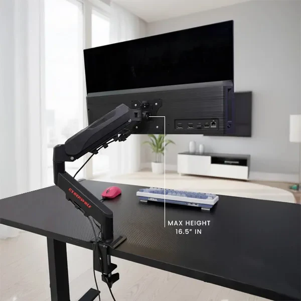 Cyberwolf Ergonomic Monitor Arm with Gas Spring – Black