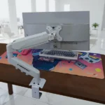 Cyberwolf Single Monitor Desk Mount – Gas Spring – White - Image 4