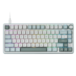 RK Royal Kludge R75 Skycyan Wired Mechanical Gaming Keyboard with Hot-Swappable Knob, 75% TKL RGB, Blue Switch