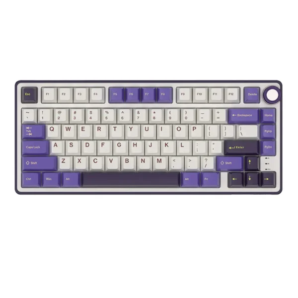 RK Royal Kludge R75 Wired Mechanical Gaming Keyboard, 75% TKL, Hot-Swappable Knob, RGB, Blackberry Mousse, Blue Switch