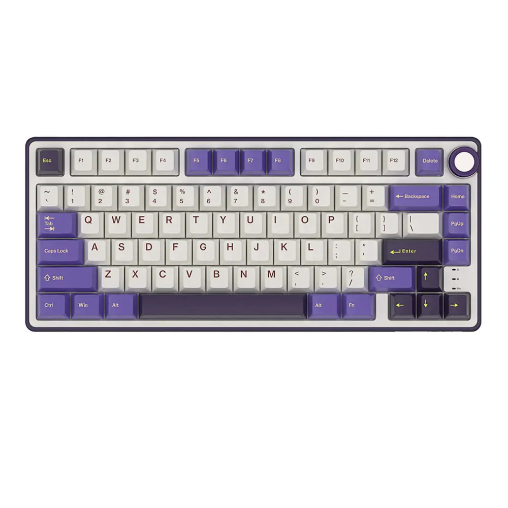 RK Royal Kludge R75 Wired Mechanical Gaming Keyboard, 75% TKL, Hot-Swappable Knob, RGB, Blackberry Mousse, Blue Switch