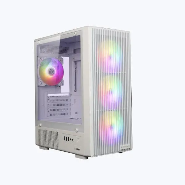 ZEBRONICS Zeb-Grid mATX Cabinet with Modern Airflow Design – White