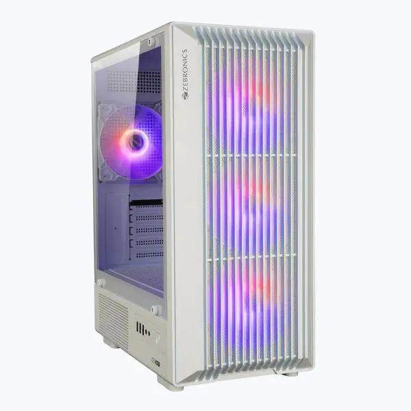 ZEBRONICS Zeb-Icer mATX Cabinet with Modern Airflow Design – White