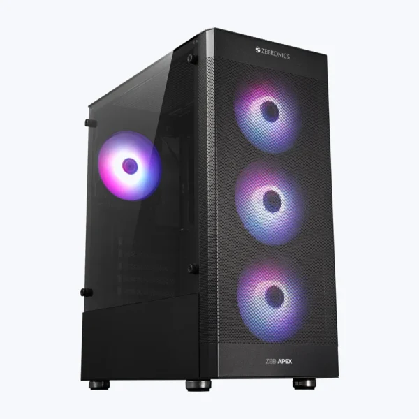 Zebronics Zeb-Apex Gaming PC Case with Modern Design – Black