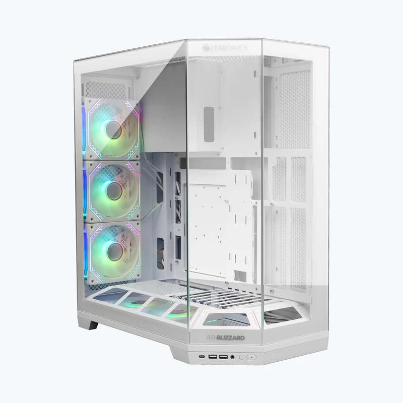ZEBRONICS Blizzard ARGB Gaming PC Cabinet (White)
