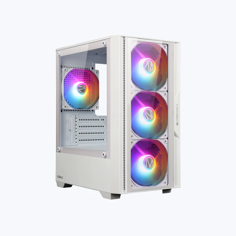 Zebronics Zeb-Cora G White Gaming Cabinet Mid-Tower PC Case