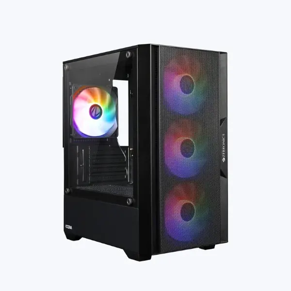 Zebronics ZEB-CORA Gaming PC Case with Stylish Design – Black