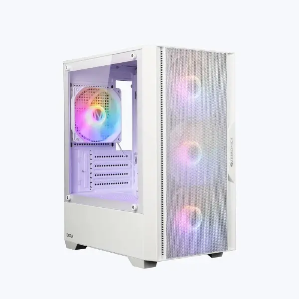Zebronics ZEB-CORA Mid-Tower Gaming PC Case White Color Design