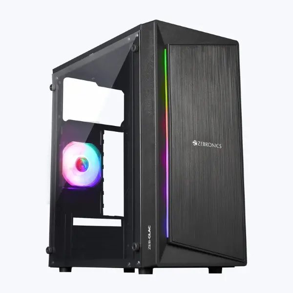 Zebronics ZEB-GLAC Black Gaming Cabinet Mid Tower PC Case