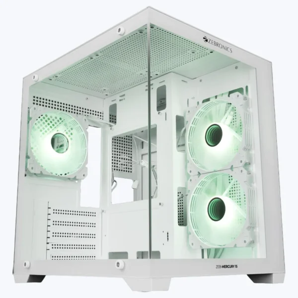 Zebronics Zeb-Mercury 15 White Gaming Cabinet Mid Tower Cube Case