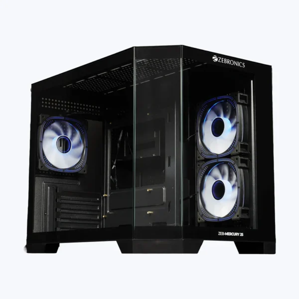 Zebronics Zeb-Mercury 25 Gaming PC Case with Modern Airflow Design – Black