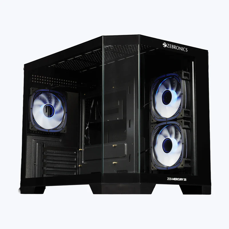 Zebronics Zeb-Mercury 25 Gaming PC Case with Modern Airflow Design – Black