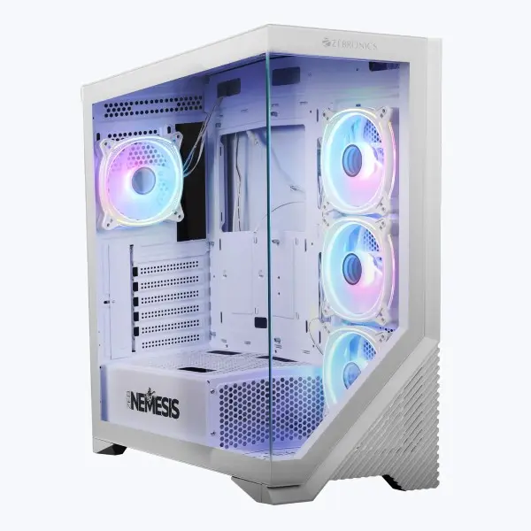 ZEBRONICS Nemesis Tempered Glass Gaming Case – White
