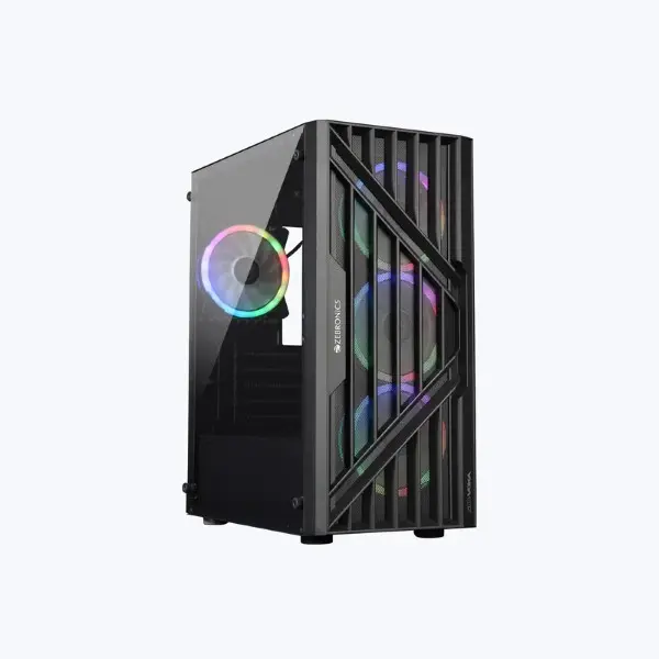 ZEBRONICS Zeb-Voxa Mid Tower Gaming Cabinet – Black