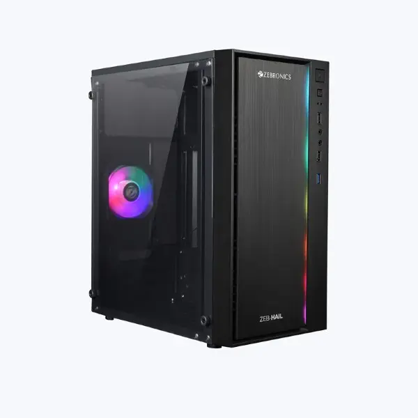 ZEBRONICS Zeb-Hail Black Mid-Tower Premium Gaming PC Cabinet