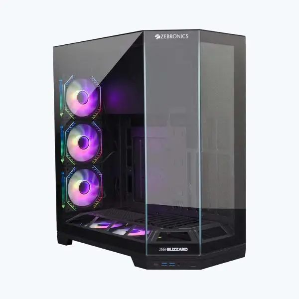 ZEBRONICS Blizzard Mid Tower Gaming Cabinet (Black)