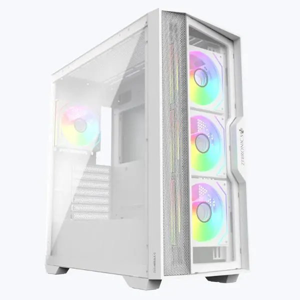 ZEBRONICS Nebula G Mid Tower Gaming Cabinet (White) | ARGB PC Case