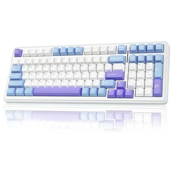 AULA F99 Tri-Mode Wireless RGB Mechanical Gaming Keyboard (Blue & White) – Crescent Switch