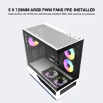 Ant Esports Crystal Spectra Black & White E-ATX Mid Tower Gaming Cabinet with ARGB Fans - Image 4