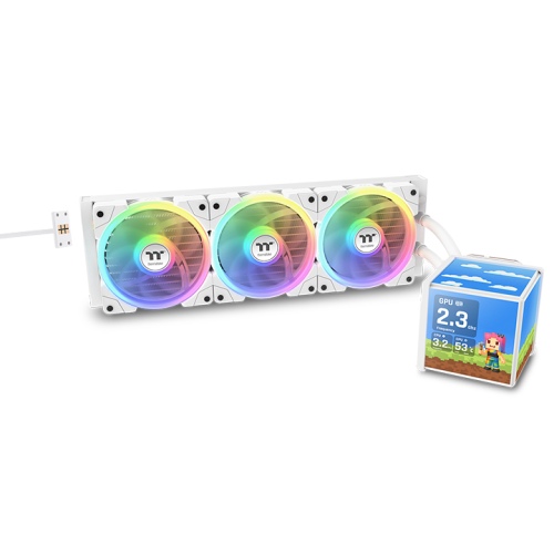 Thermaltake MINECUBE 360 Ultra 360mm ARGB CPU Cooler – Quad 3.95" LCD | Snow White