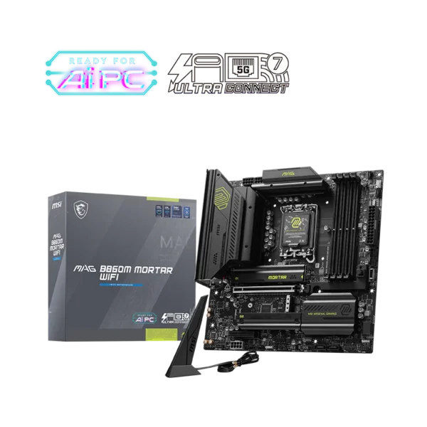 MSI MAG B860M MORTAR WIFI mATX DDR5 Motherboard | Intel LGA 1851 | Wi-Fi 7 | PCIe 5.0
