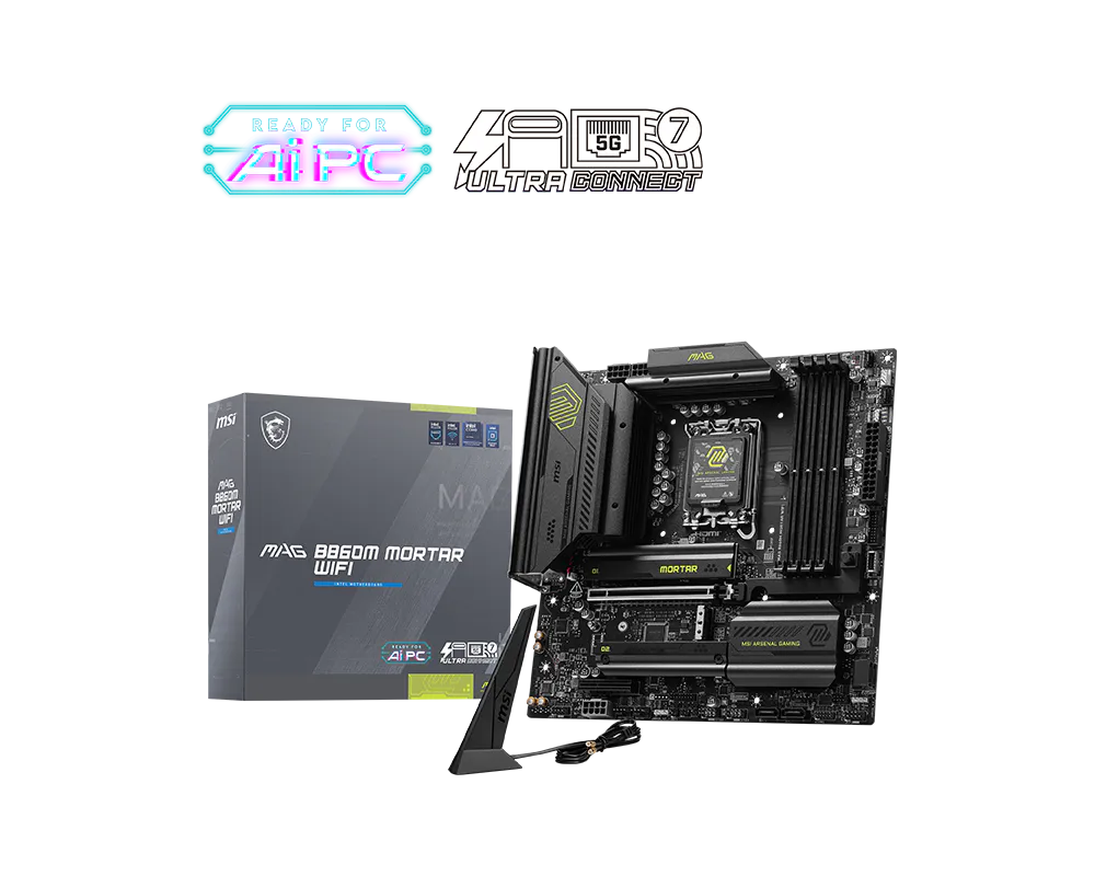 MSI MAG B860M MORTAR WIFI mATX DDR5 Motherboard | Intel LGA 1851 | Wi-Fi 7 | PCIe 5.0