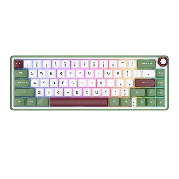 RK Royal Kludge R65 Green Sand Wired Mechanical Gaming Keyboard, 65% Compact, Hot-Swappable, RGB, Brown Switch