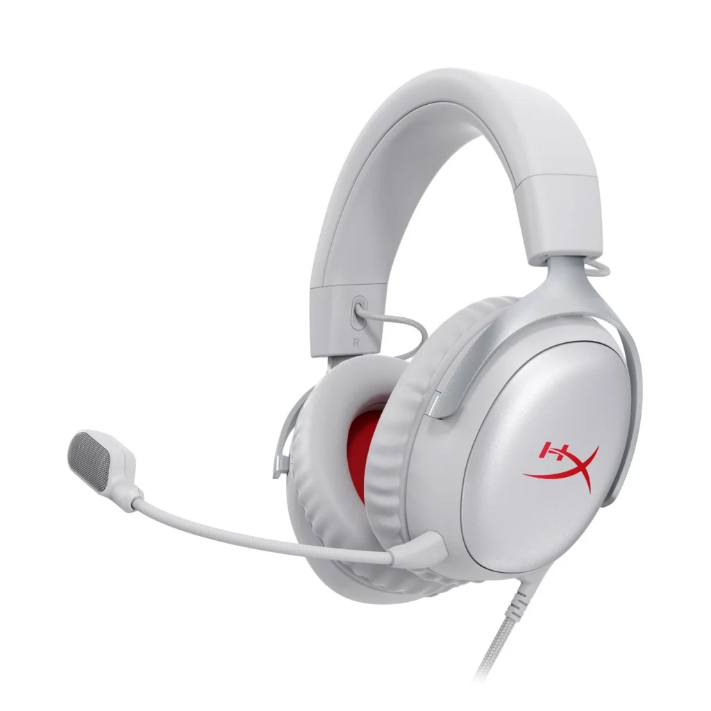 HyperX Cloud III Gaming Headphones – Wired Over-Ear Headset – Gray/Red