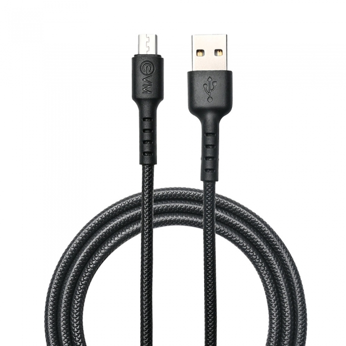 EVM Micro USB Charge & Sync Cable 4Amp – Black 1 Meter (C-011)