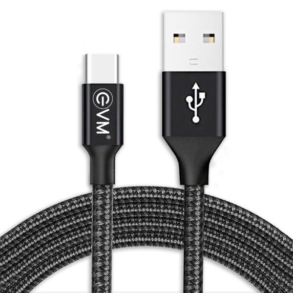 EVM USB Type-C Fast Charge Cable 4A High Speed Nylon Braided Black
