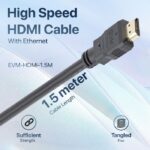 EVM High-Speed HDMI 1.4 Cable with Ethernet | 1.5 Meter | Gold-Plated Connectors | EVM-HDMi 1.5M - Image 3