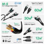 EVM 4-in-1 USB Charging Cable 60W Fast Charge 1M Black - Image 5