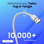 EVM C-012 USB Type-C Charging & Data Sync Cable 4A White 1M - Image 5
