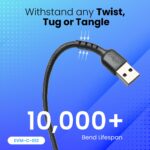 EVM Type-C 4A Fast Charging Cable – PVC Black 1M (C-012) - Image 5