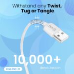 EVM 300mm Micro USB Power Bank Charging Cable – White (PBC-01) - Image 5