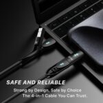 EVM 4-in-1 USB Charging Cable 60W Fast Charge 1M Black - Image 2
