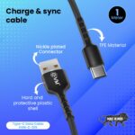 EVM USB Type-C Charging & Data Sync Cable 1M Black – C-015 - Image 4