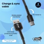 EVM Type-C Charging & Data Sync Cable 2 Meter Black – C2-22 - Image 3
