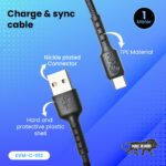 EVM Type-C 4A Fast Charging Cable – PVC Black 1M (C-012) - Image 3