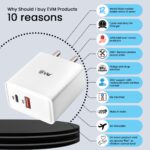 EVM CH-011 36W QC+PD Fast Charger with Type-C Cable – White - Image 2