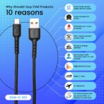 EVM Type-C 4A Fast Charging Cable – PVC Black 1M (C-012) - Image 2