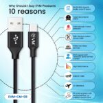 EVM USB Type-C Fast Charge Cable 4A High Speed Nylon Braided Black - Image 2